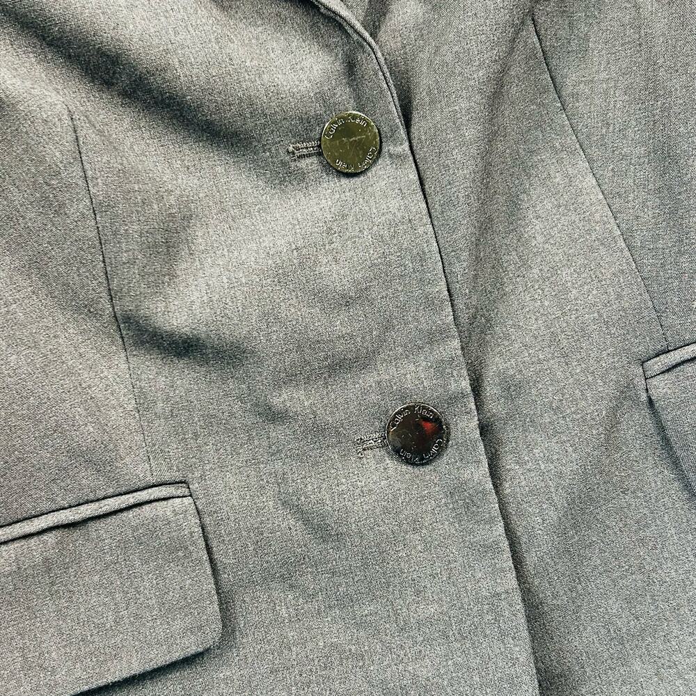 Calvin Klein Blazer Two Button Lux Blazer Dark Charcoal Gray 2 Lined Officerwear - Picture 4 of 9